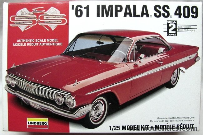 Lindberg 1/25 1961 Chevrolet Impala SS 409 - 2 Door Hardtop, 72163 plastic model kit